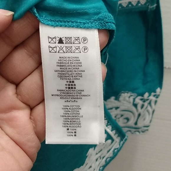 Michael Kors Embroidered Bohemian BOHO teal turquoise Tunic top small - Picture 6 of 8